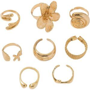 Elegant 9PCS Gold Stackable Rings Set – Adjustable & Hypoallergenic Jewelry
